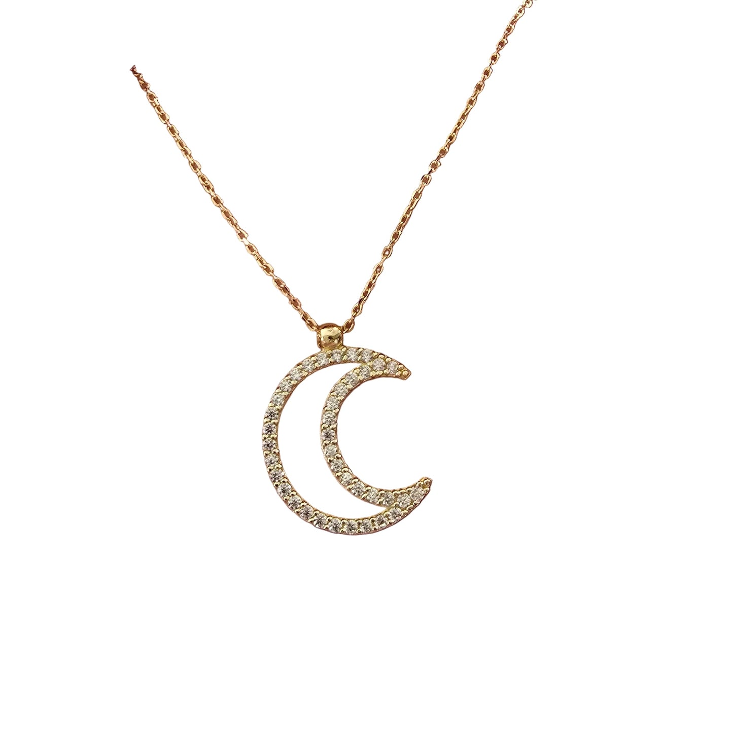 Set of moon chain with white zircons, extendable, in 18-karat Italian yellow gold