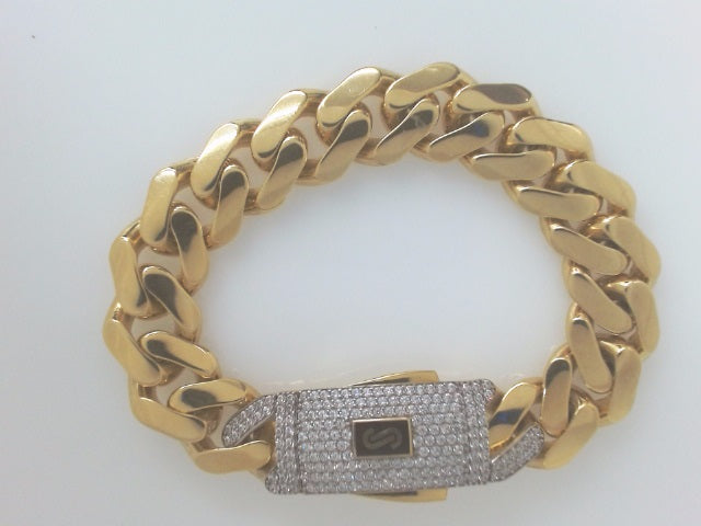 14k Yellow Gold Men's Monaco Bracelet 19.3g