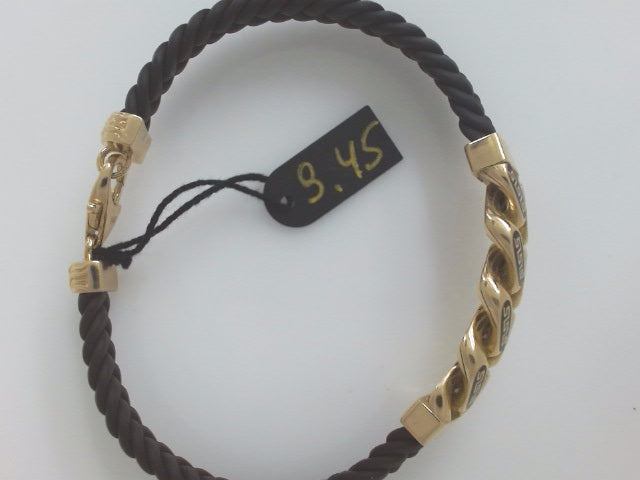 14k Yellow Gold Pulsera De Cuero 9.5g