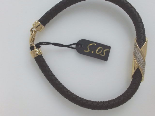 14k Yellow Gold Pulsera De Cuero 5g