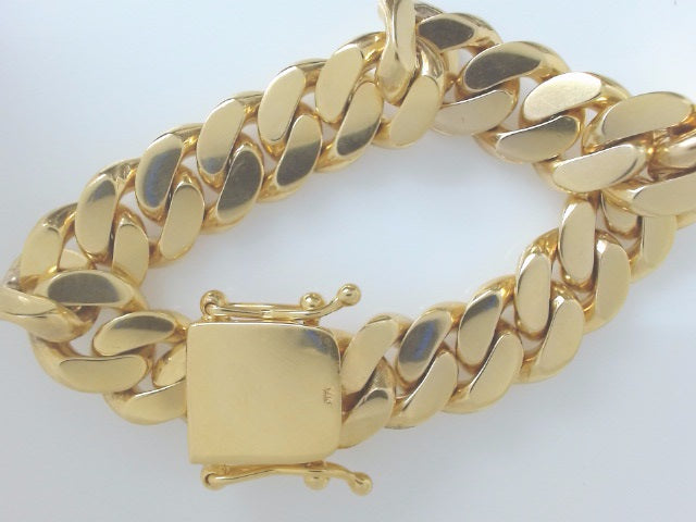 14k Yellow Gold Pulsera Cubana Solida Criolla 153g