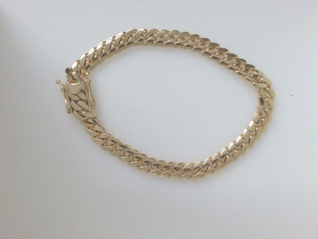 14k Yellow Gold Pulsera Cubana Solida Criolla 34.6g