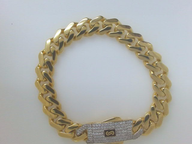 10k Yellow Gold Unisex Monaco Bracelet 10.9g