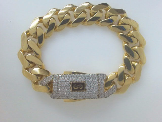 10k Yellow Gold Men's Monaco Bracelet 17.2g