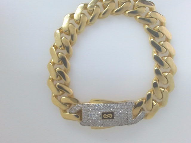 10k Yellow Gold Men's Monaco Bracelet 14g