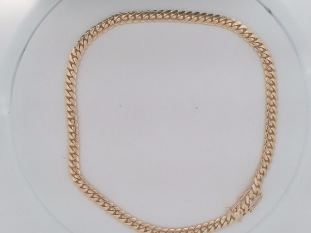 10k Yellow Gold Cadena Cubana Solida Criolla 97g