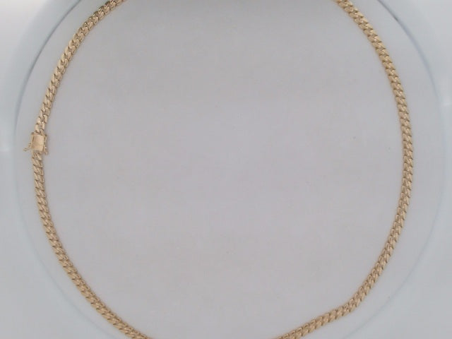 10k Yellow Gold Cadena Cubana Semisolida Combinada 22.7g