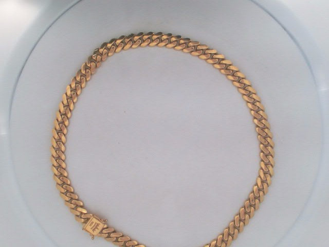 10k Yellow Gold Cadena Cubana Semisolida Combinada 36.9g