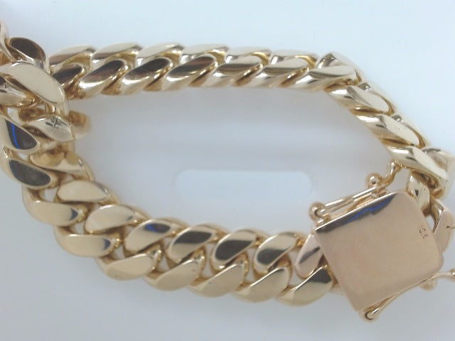 10k Yellow Gold Pulsera Cubana Solida Criolla 142.2g