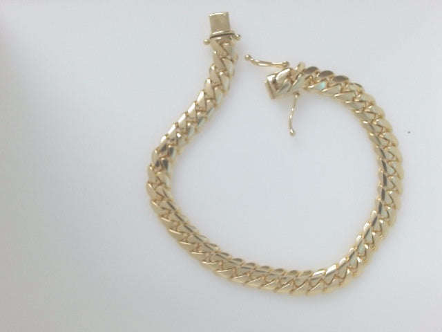 10k Yellow Gold Pulsera Cubana Solida Criolla 30.5g