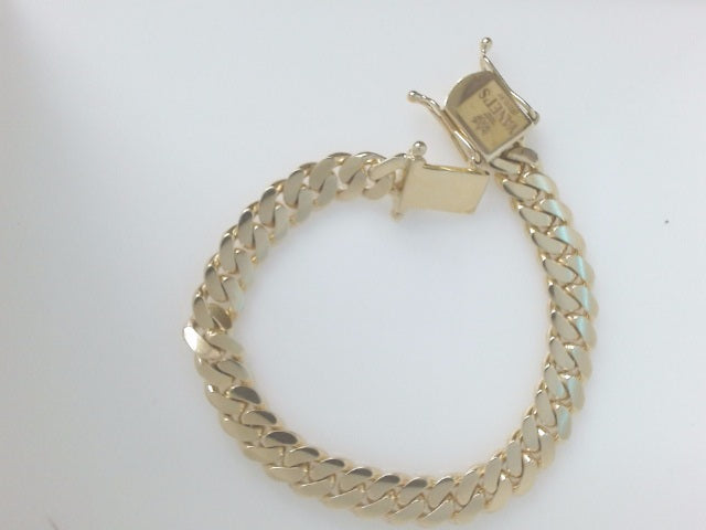 10k Yellow Gold Pulsera Cubana Solida Criolla 46.8g