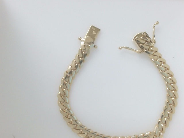 10k Yellow Gold Pulsera Cubana Solida Criolla 38.1g