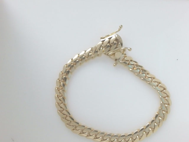 10k Yellow Gold Pulsera Cubana Solida Criolla 38.3g