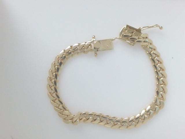 10k Yellow Gold Pulsera Cubana Solida Criolla 38.3g