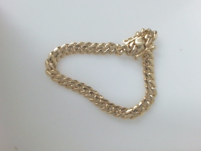 10k Yellow Gold Pulsera Cubana Solida Criolla 32.6g