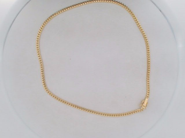 14k Yellow Gold Cadena Cubana Solida De Fabrica Cirrie De Caja 23.3g