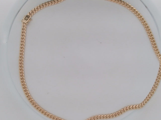 14k Yellow Gold Cadena Cubana Solida De Fabrica Cirrie De Caja 86.8g