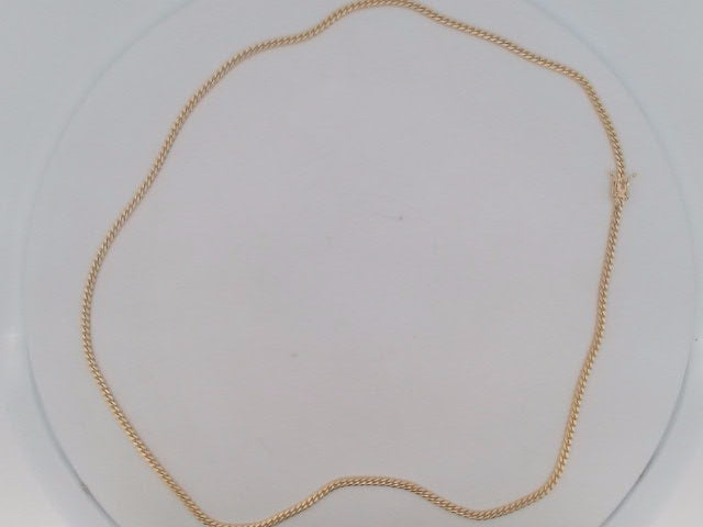 14k Yellow Gold Cadena Cubana Solida De Fabrica Cirrie De Caja 14.5g
