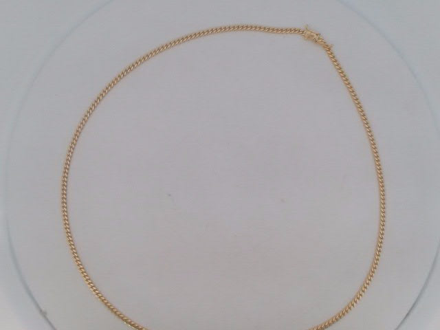 14k Yellow Gold Cadena Cubana Solida De Fabrica Cirrie De Caja 13.3g