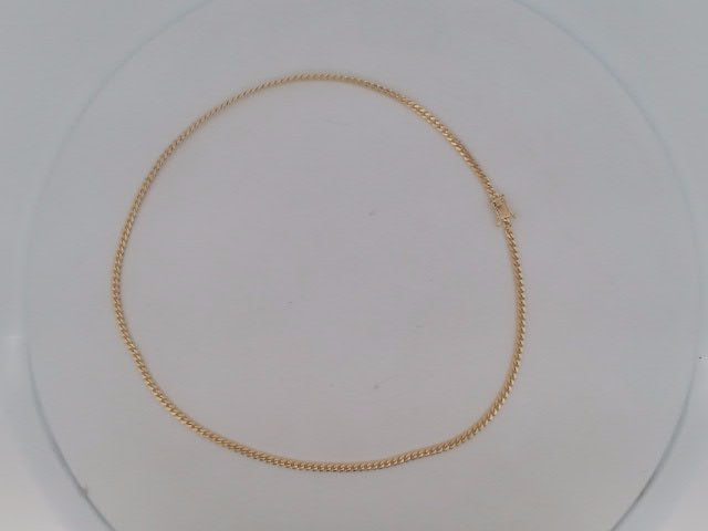 10k Yellow Gold Cadena Cubana Solida De Fabrica Cirrie De Caja 9.6g