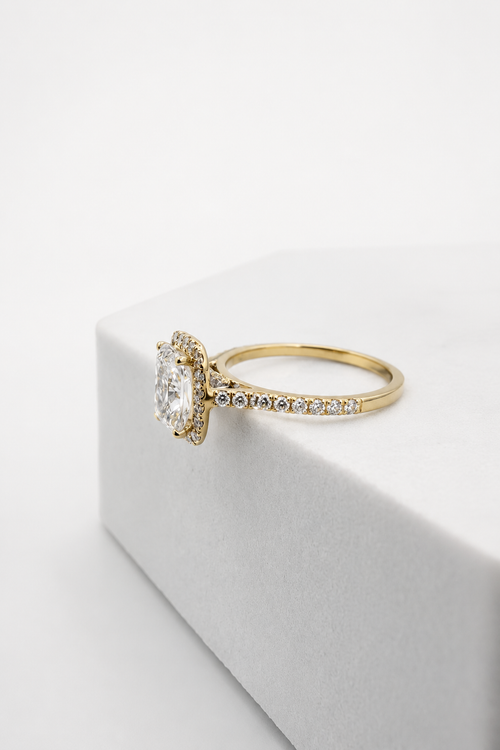 14 KT ANILLOS DE COMPROMISO DE MUJER CON DIAMANTES LAB