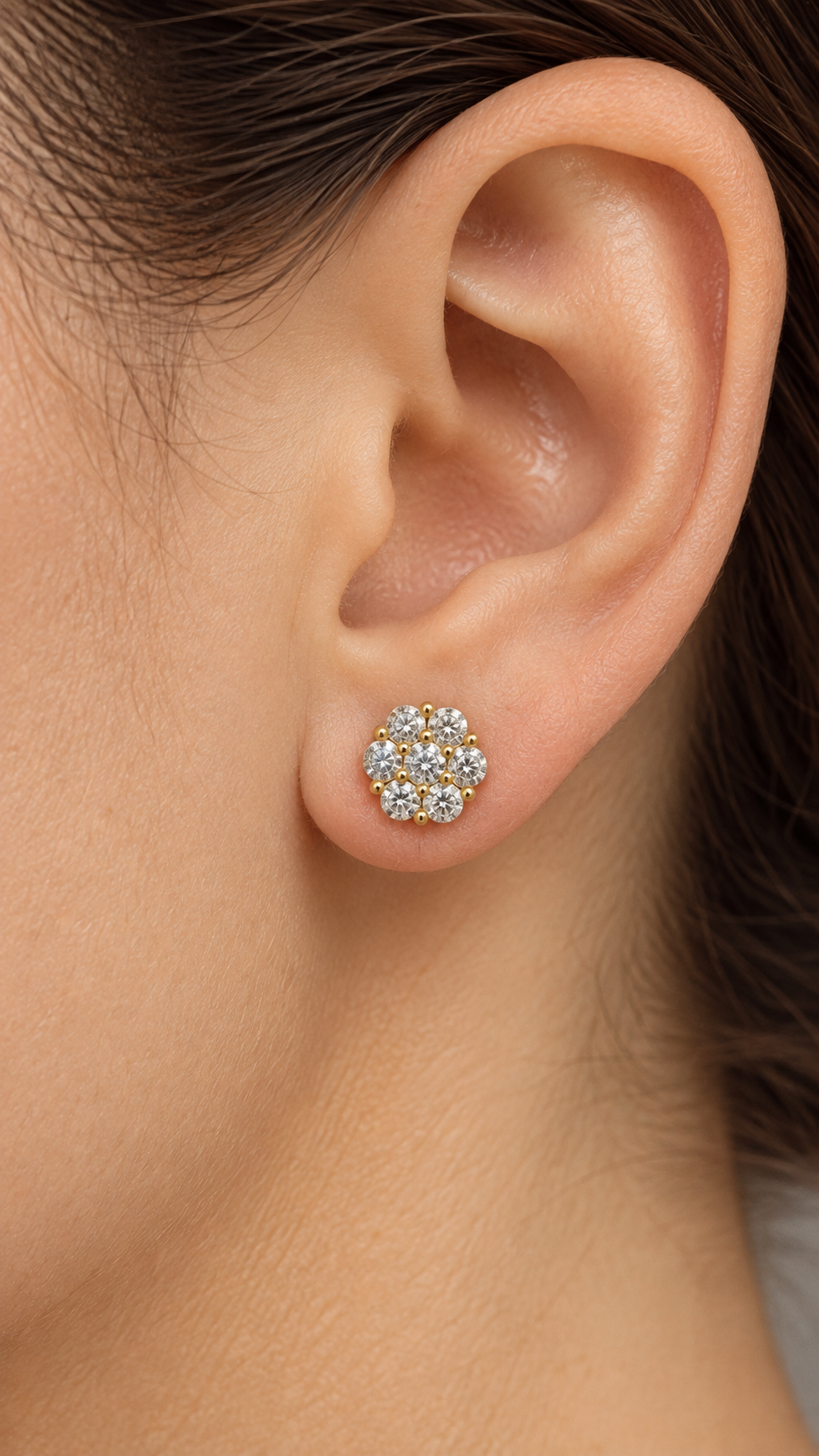 10K ARETES DIAMANTE DE  LABORATORIO