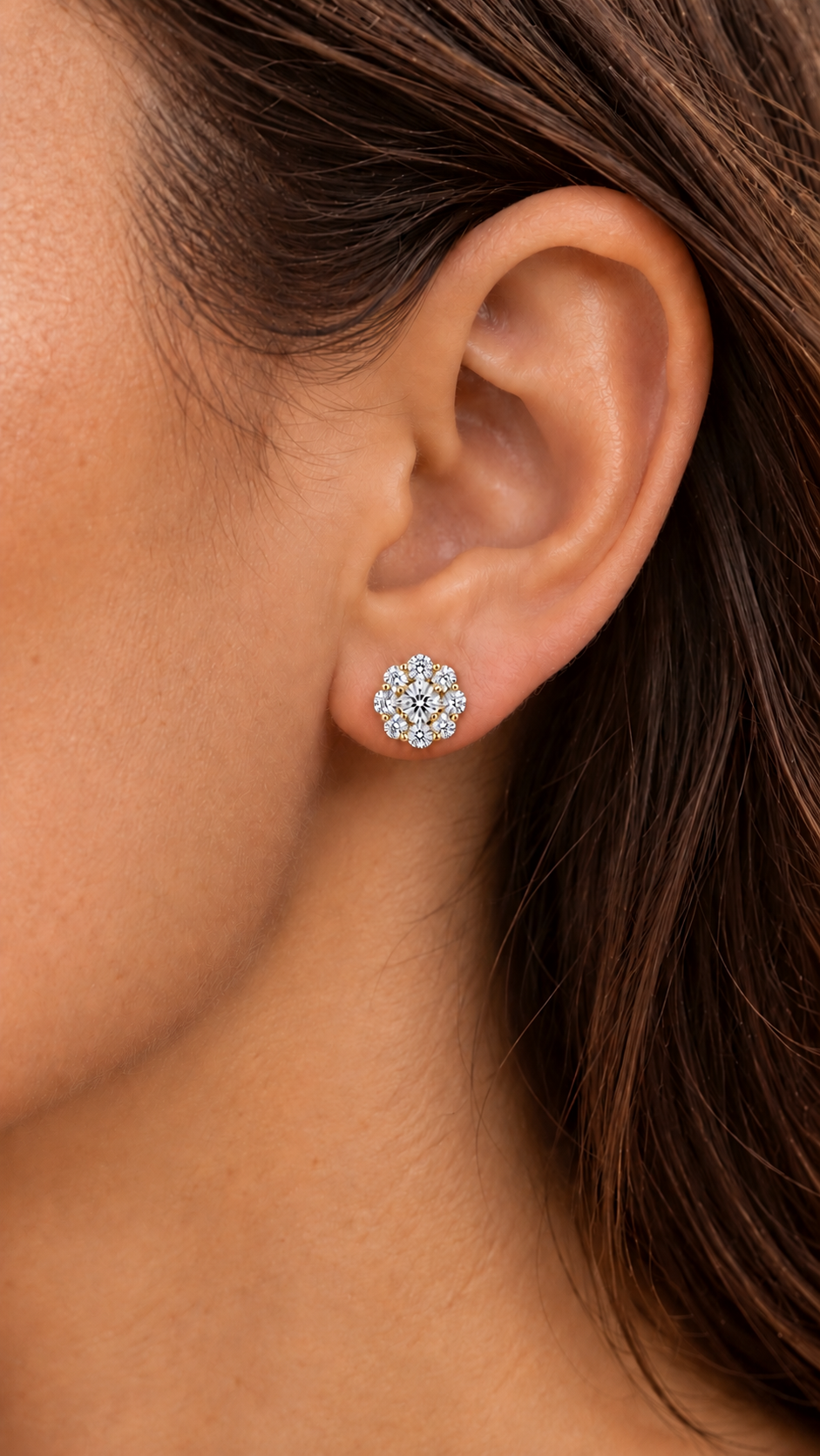 10K ARETES DIAMANTE DE  LABORATORIO