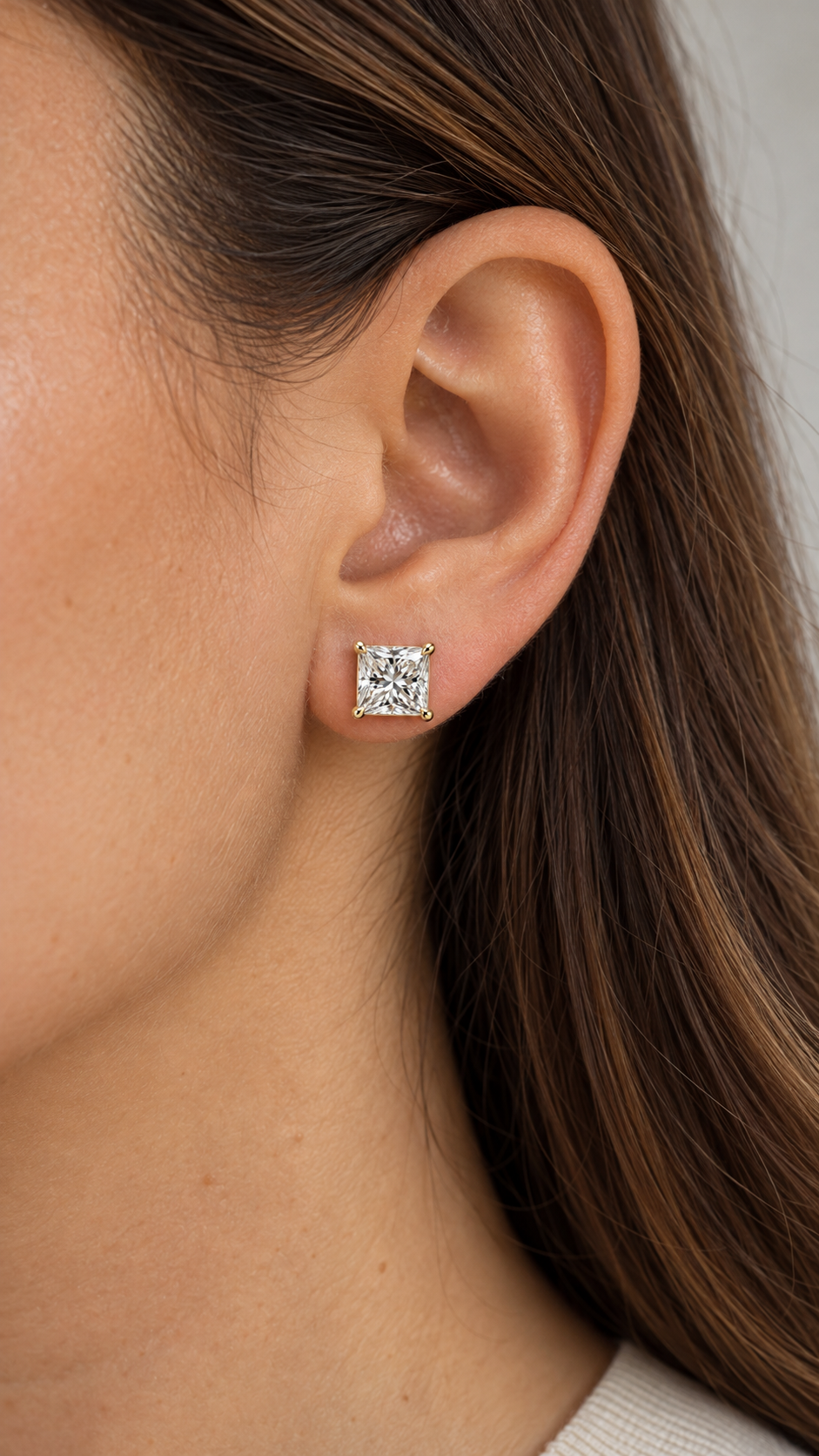 14K ARETES DIAMANTE DE LABORATORIO