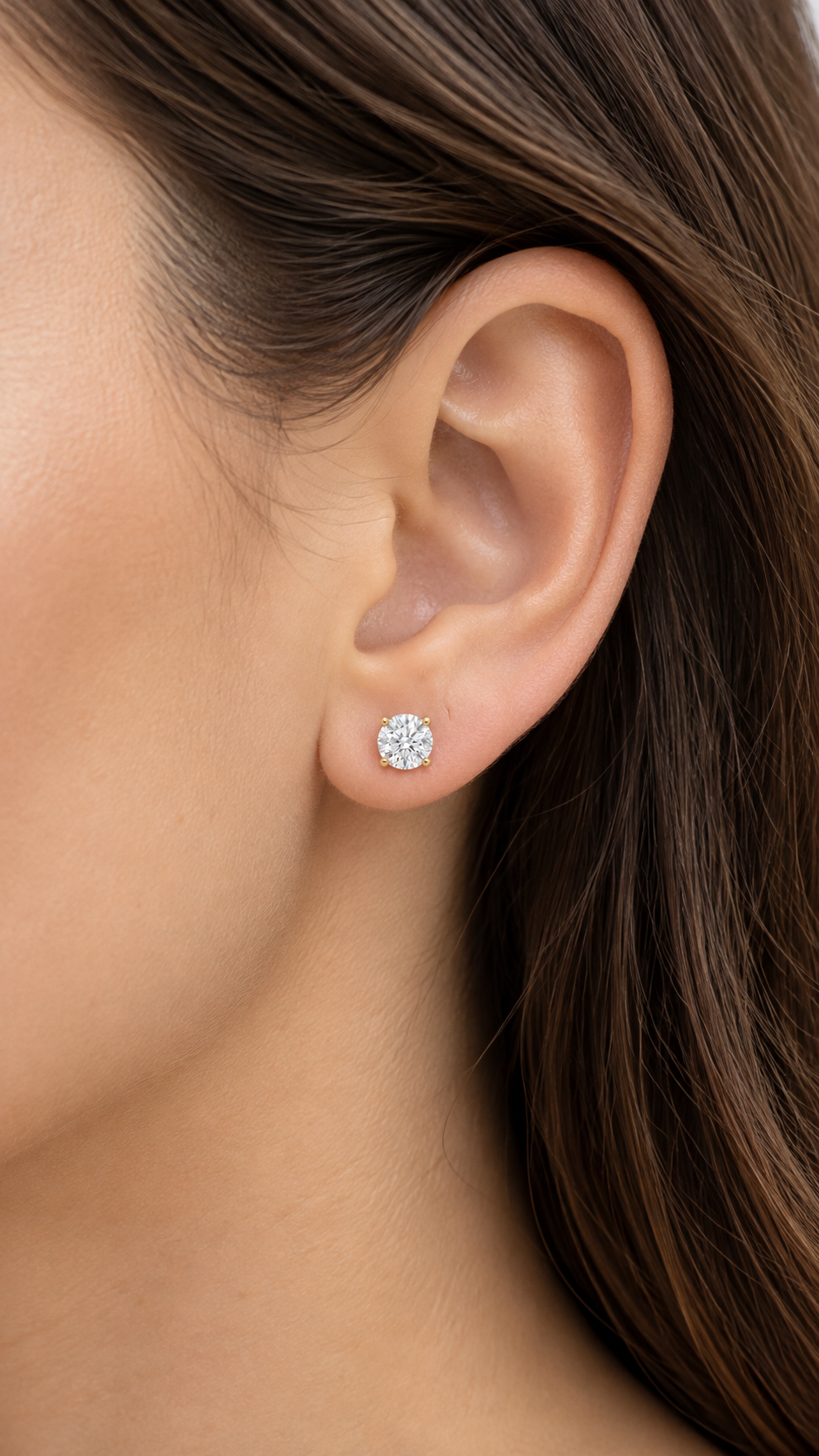 14K ARETES DIAMANTE DE LABORATORIO