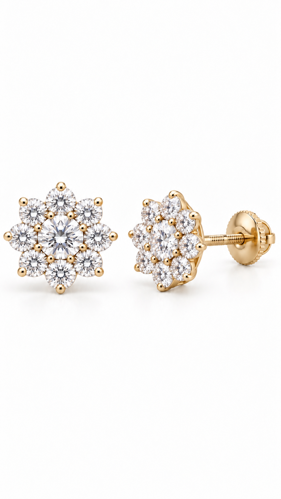 14K ARETES DIAMANTE DE LABORATORIO