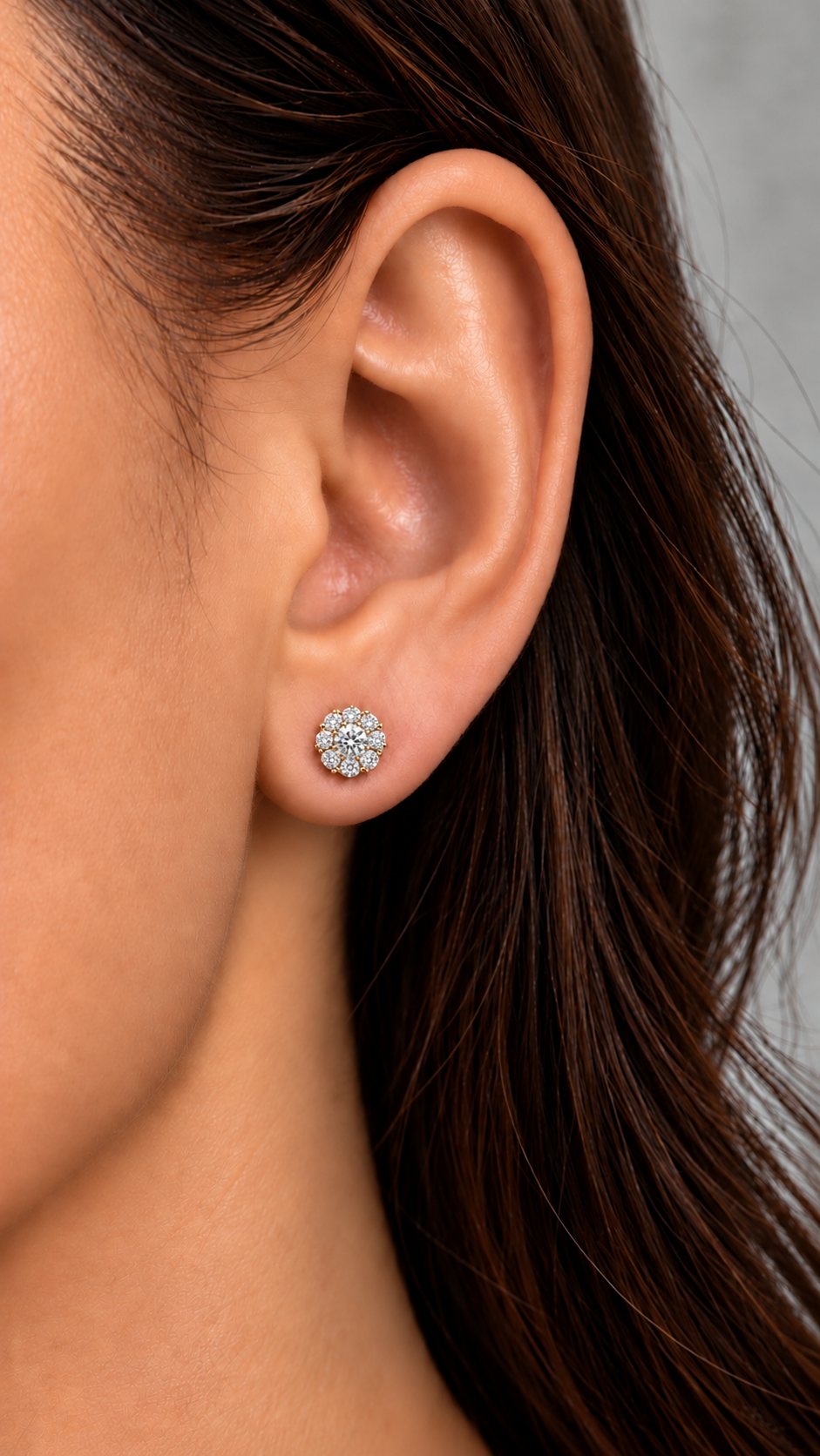 14K ARETES DIAMANTE DE LABORATORIO
