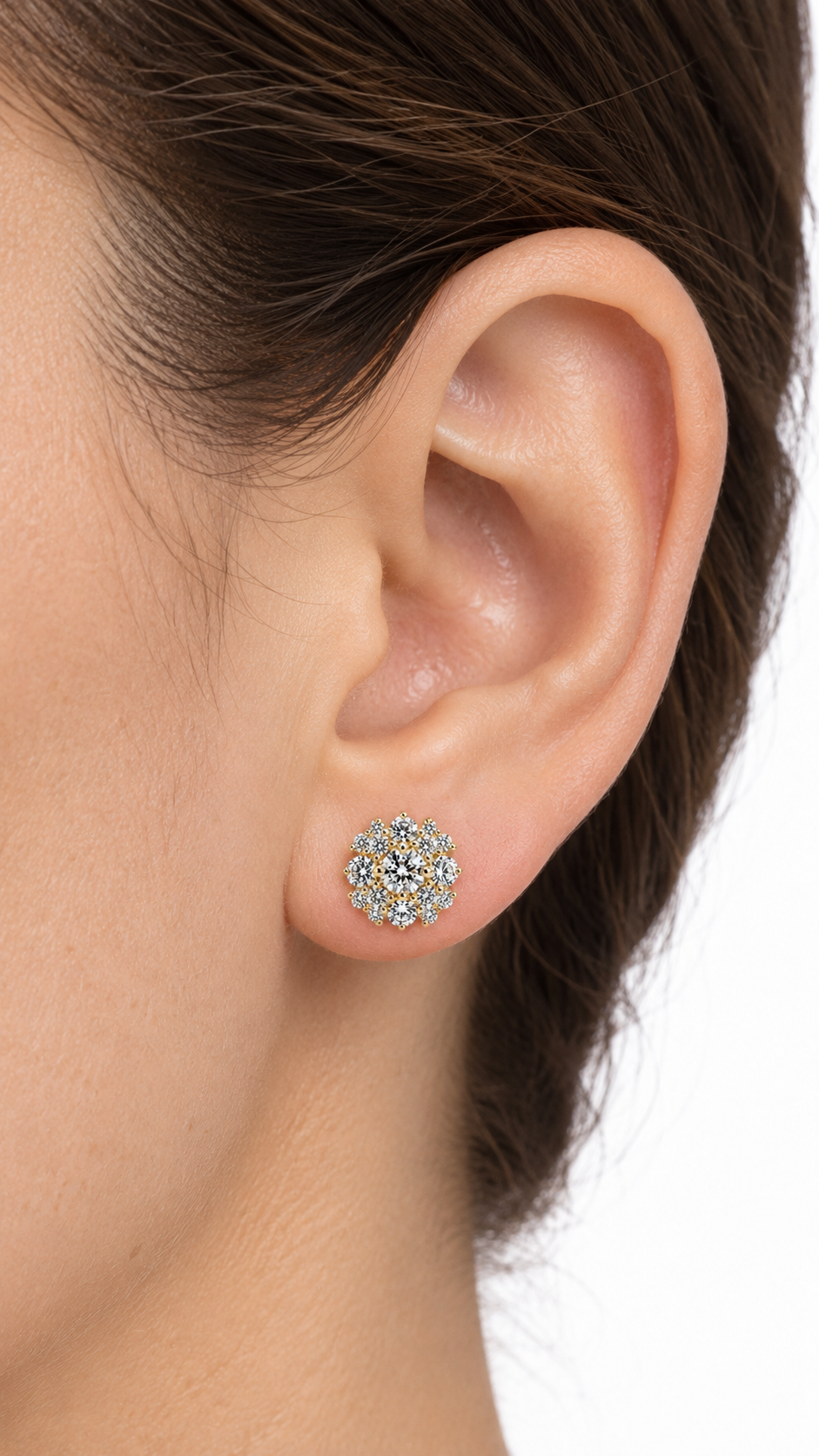 14K ARETES DIAMANTE DE LABORATORIO