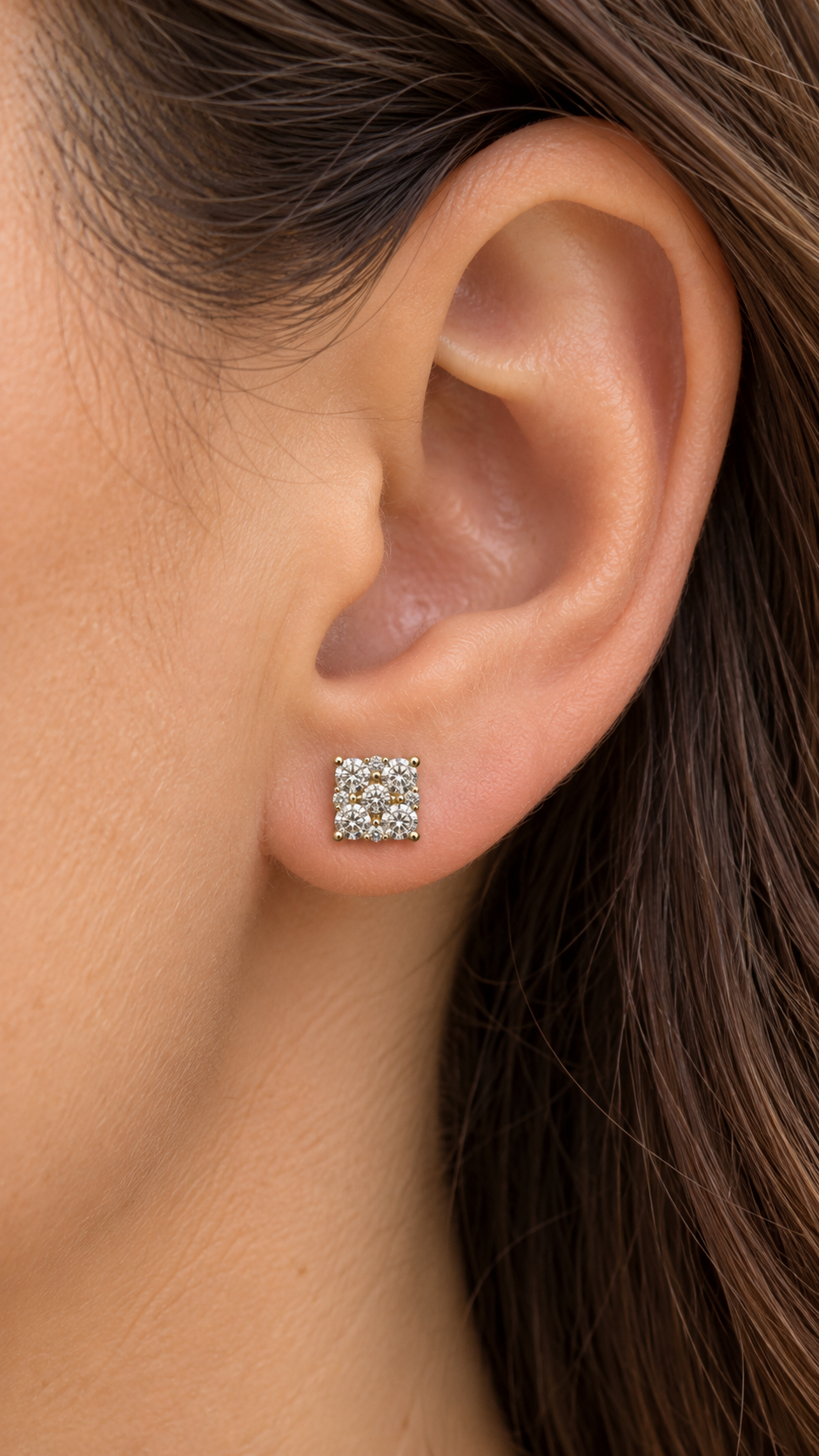 14K ARETES DIAMANTE DE LABORATORIO