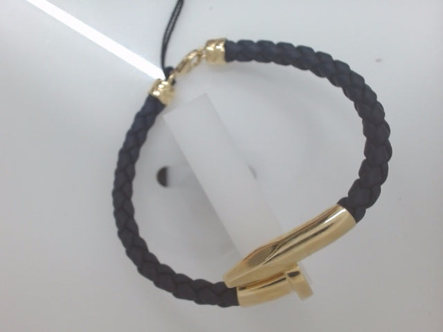 14k Yellow Gold Pulsera De Cuero 9.3g