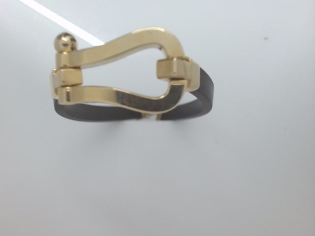 14k Yellow Gold Pulsera De Cuero 10.25g