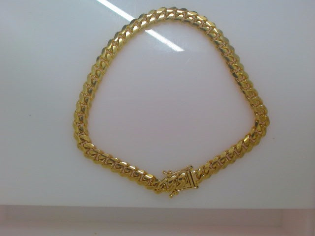 10k Yellow Gold Pulsera Cubana Solida Criolla 23.1g